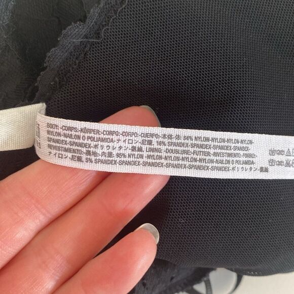 Free People Black Lace Gazy Eyes Lace-Up Bodysuit Size XS - Picture 10 of 11